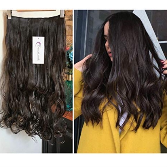 ⭐️20” DARK BROWN CURLY One Piece Hair Extensions